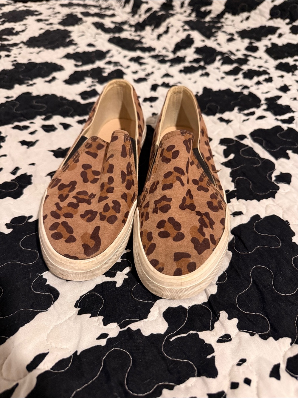 Restricted Leopard Print Slip-On Flats in Brown